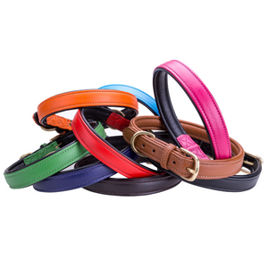 Pear Tannery Soft Padded Flat Leather Dog Collar