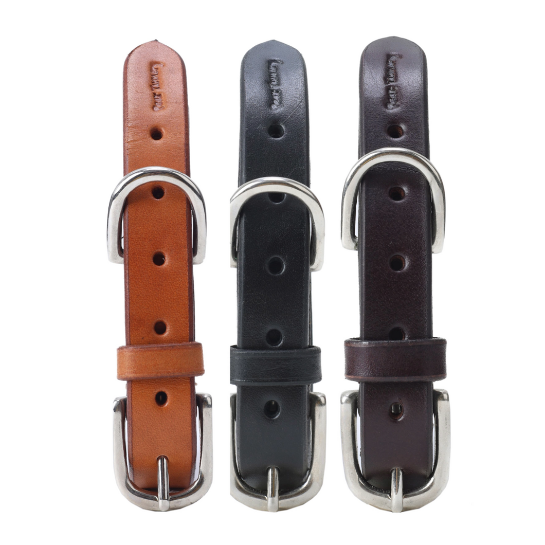 Pear Tannery Plain Flat Leather Dog Collar