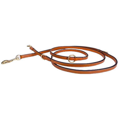 Pear Tannery Adjustable Training Flat Leather Dog lead 3/4