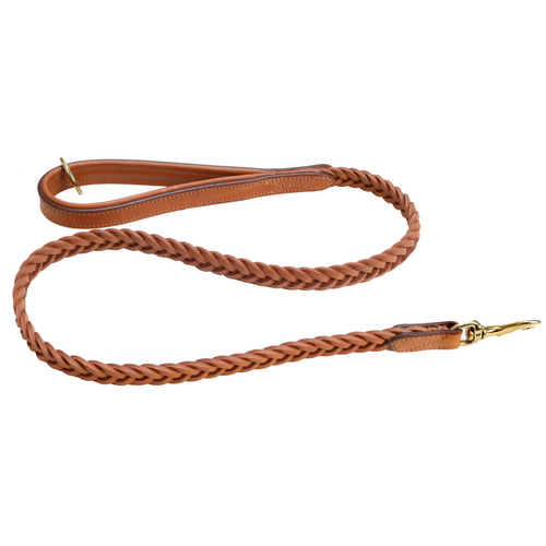 Pear Tannery Plaited Leather Dog Lead 3/4