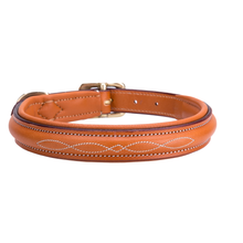 Pear Tannery Fancy Stitched Padded Leather Dog Collar