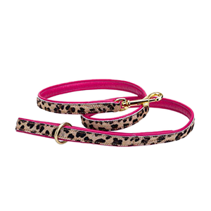 Pear Tannery Leopard Print Padded Flat Dog lead